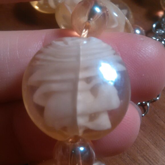 Champagne Color Murano Glass Beaded Silvertone Brass Necklace (20 to 22 Inch) - Picture 13 of 15